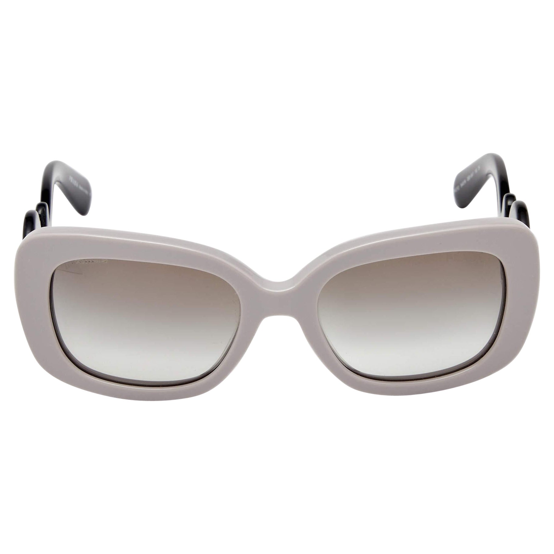 Prada Black/Grey Gradient Baroque SPR27O Frame Square Sunglasses For Sale