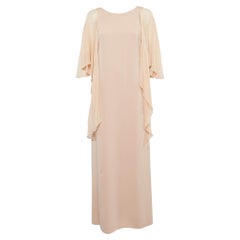 Max Mara Beige Crepe Drape Detail Sleeveless Dress M