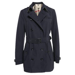 Burberry Brit Blue Cotton Blend Double Breasted Coat M