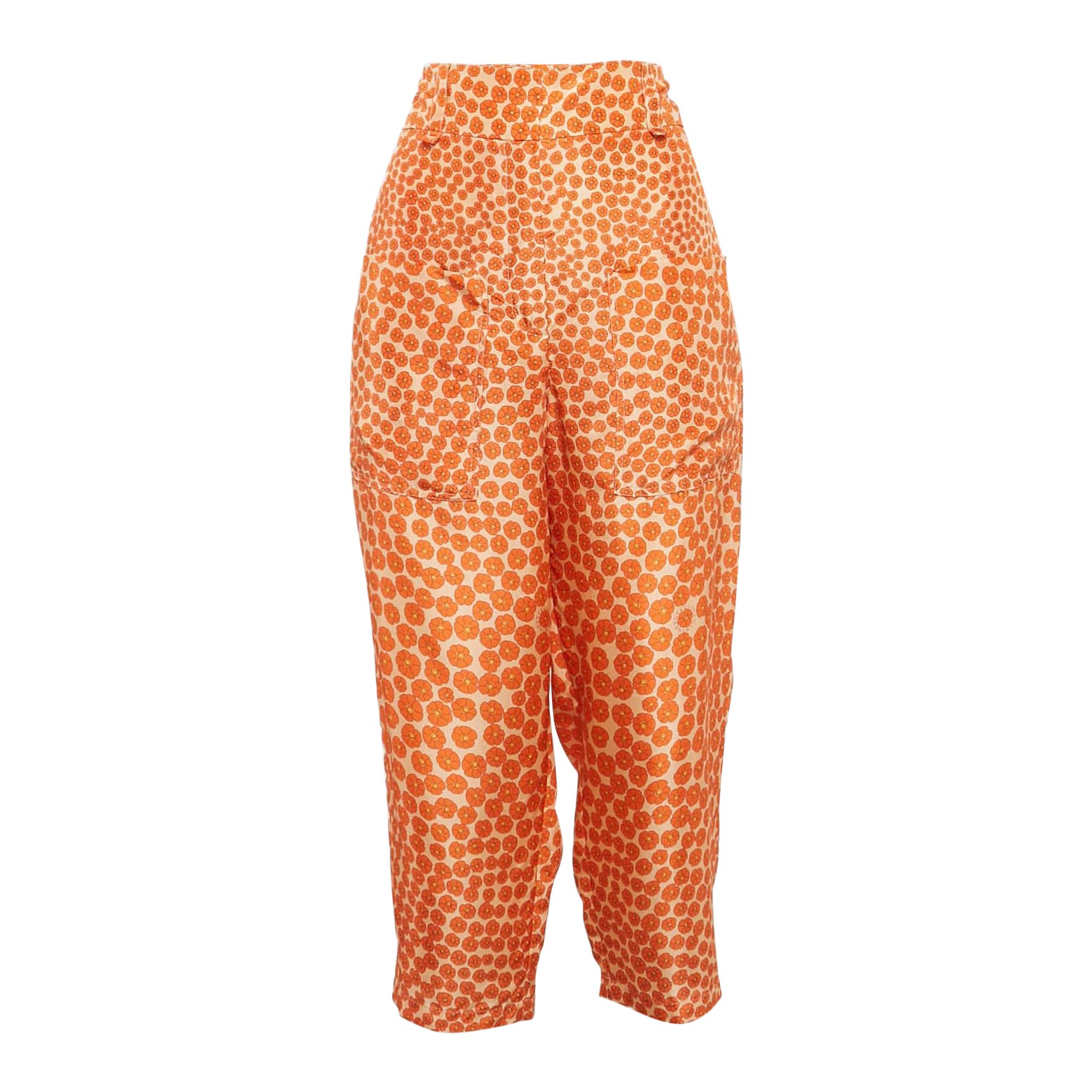 Stella McCartney Orange Ditsy Seidenhose mit Blumendruck und Seidenhose S