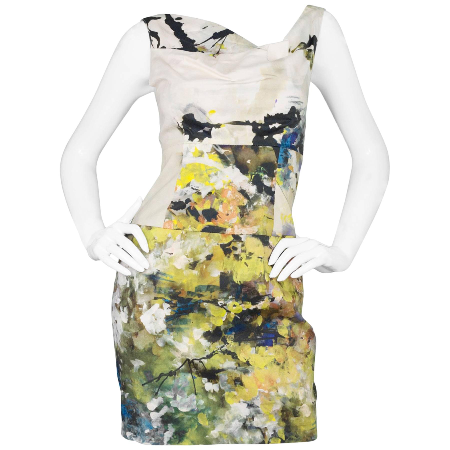 Black Halo Beige Floral Print Sleeveless Dress sz US2