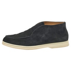 Loro Piana Botas de paseo de verano de ante azul marino 40