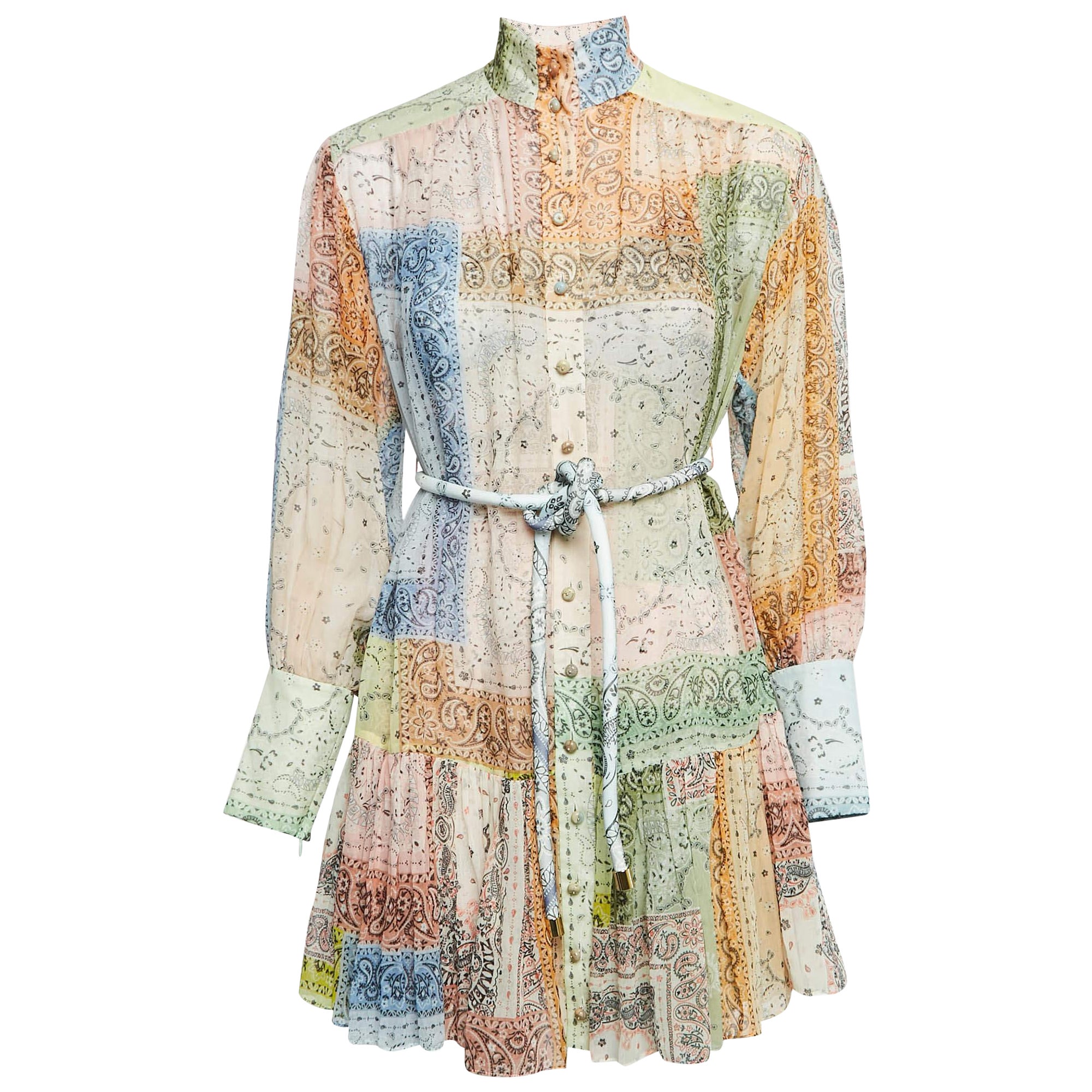 Zimmermann Multicolor Printed Cotton Blend Matchmaker Mini Dress XXS For Sale