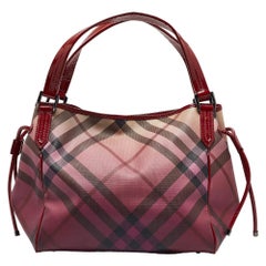 Burberry Tote Supernova Check Ombreggiata in PVC e vernice Bilmore di Borgogna