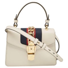 Gucci Off White Leather Mini Sylvie Top Handle Bag