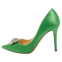 Jimmy Choo Green Satin Manda Pumps Size 39