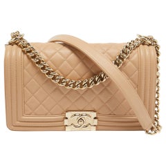 Chanel Beige Quilted Leather Medium Boy Flap Bag