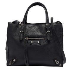 Balenciaga Mini Papier A4 Tote de piel negra