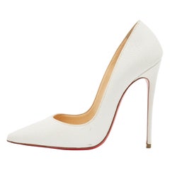 Christian Louboutin White Textured Leather So Kate Pumps Size 38