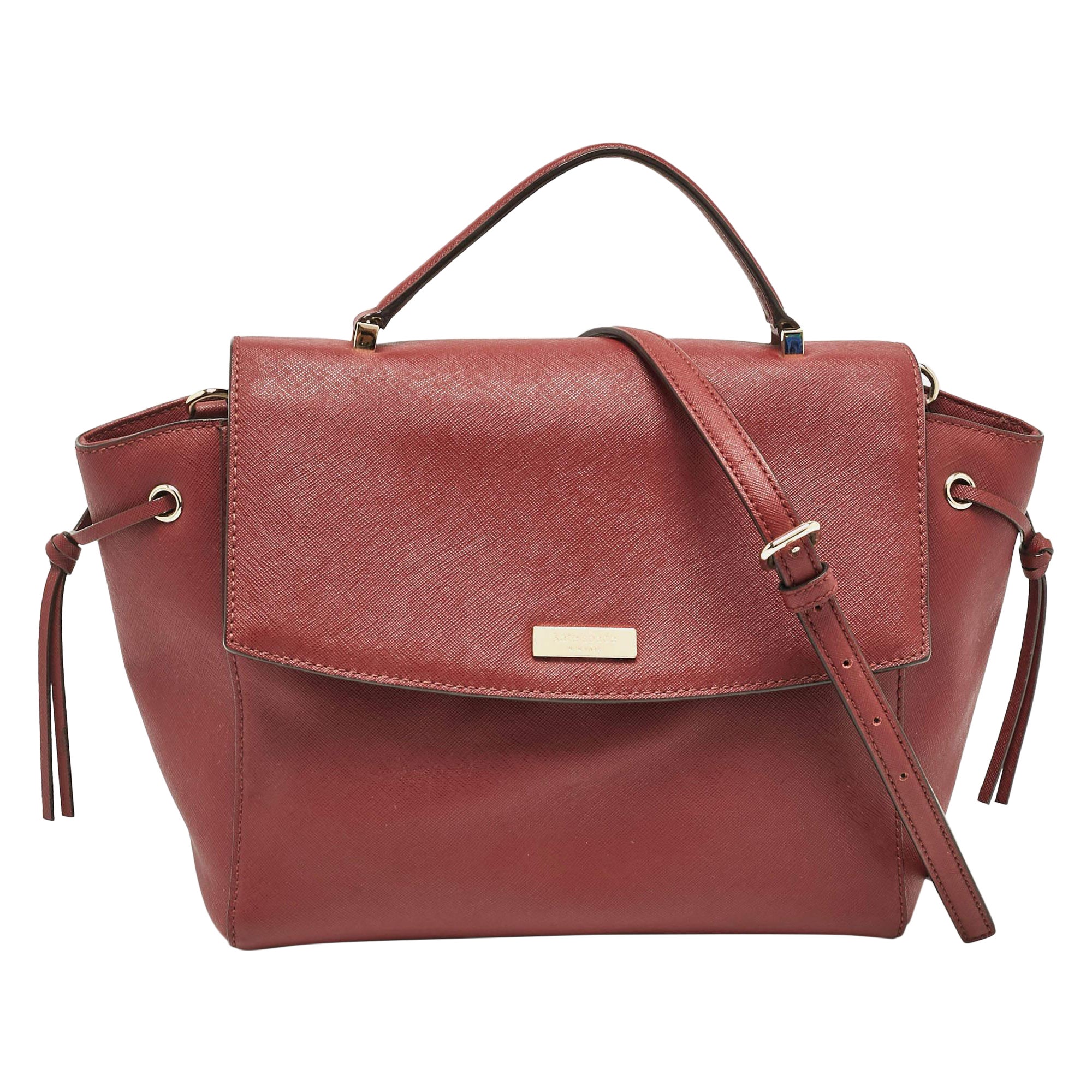 Kate Spade Maroon Leather Way Lilah Top Handle Bag