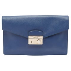 Prada Embrague Sonido Piel Saffiano Lux Azul