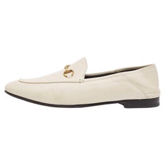 Gucci Cream Leather Jordaan Loafers Size 41.5