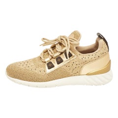 Louis Vuitton Gold Knit Fabric VNR Lace Up Sneakers Size 39