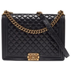 Chanel Black Quilted Leather Large Boy Flap Bag