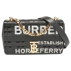 Burberry Black Quilted Coated Canvas Small Horseferry Lola Chain Shoulder Bag