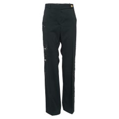 Versace Black Cut-Out Embellished Cotton Trousers M