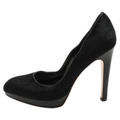 Gianvito Rossi Black Calf Hair and Patent Leather Pumps Size 38.5