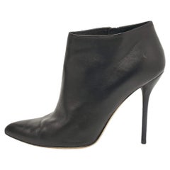 Gucci Black Leather Pointed Toe Ankle Booties Size 40
