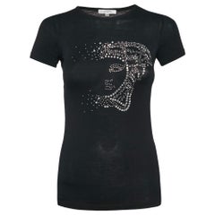 Versace Collection Black Jersey Medusa Embellished T-Shirt S