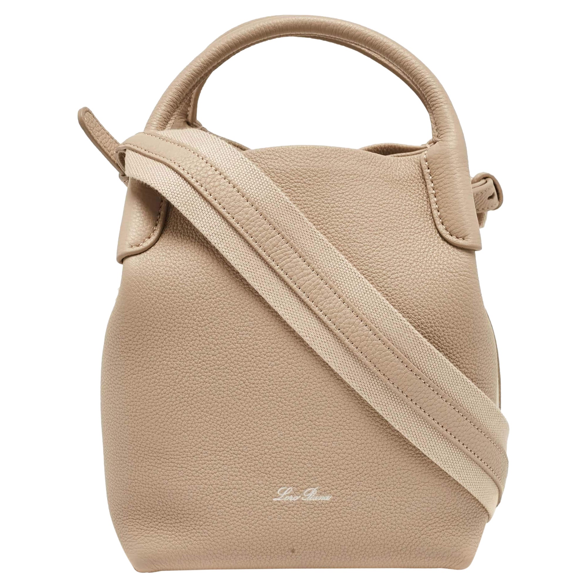 Loro Piana Light Beige Leather Small Bale Shoulder Bag
