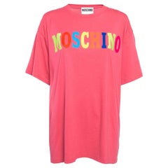 Moschino Couture Camiseta de punto con aplique de logotipo rosa M