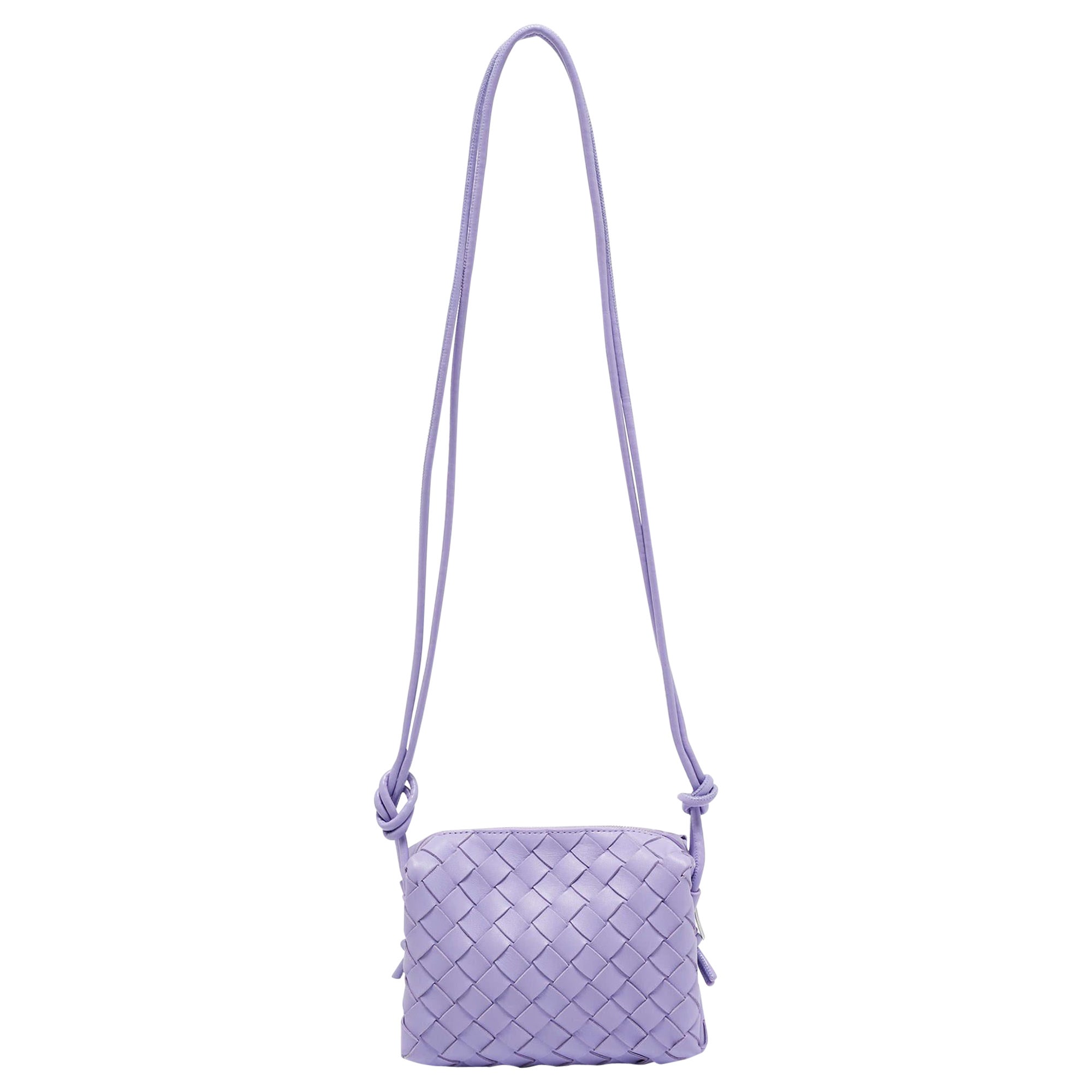 Bottega Veneta Lavander Intrecciato Leather Mini Loop Camera Crossbody Bag