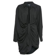 Jacquemus Crepe Negro Bahia Drapeado Le Papier Mini Vestido M