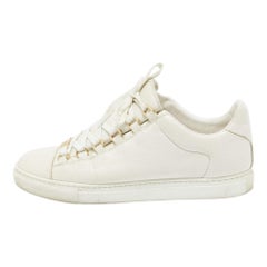Balenciaga Off White Leather Arena Lace Up Sneakers Size 40