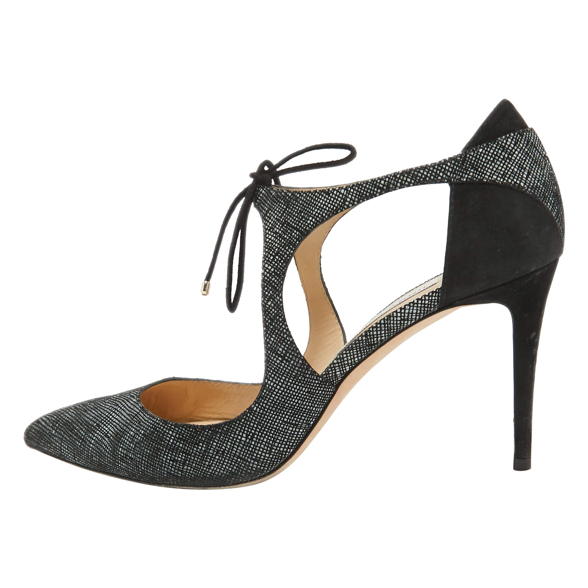 Jimmy Choo Black/Grey Textured Suede Vanessa Pumps Size 42 For Sale
