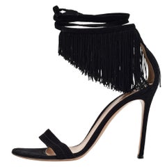 Gianvito Rossi Sandali con cinturino alla caviglia Olivia in pelle scamosciata nera misura 40