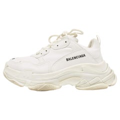 Balenciaga White Faux Leather Triple S Sneakers Size 40