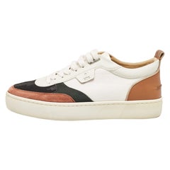 Christian Louboutin Multicolor Leather & Suede Happyrui Lace Up Sneakers Size 44