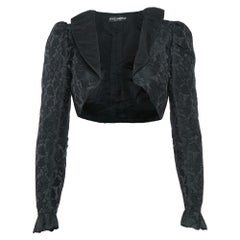 Dolce & Gabbana Black Jacquard Ruffled Bolero Jacket S