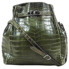 Hermes "Kelly Sport 26" Vert Olive Crocodile Niloticus Shoulder Bag