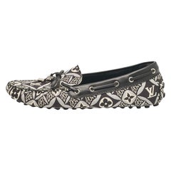 Louis Vuitton Black/White Canvas and Leather Gloria Loafers Size 38.5