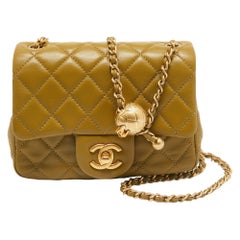 Chanel Olive Green Quilted Leather Mini Classic Flap Bag