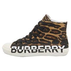 Burberry - Scarpe da ginnastica alte in tela marrone taglia 41