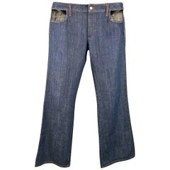 Vintage Jean Paul Gaultier Men's Indigo Denim Pocket Cutout Jeans, 1990s 