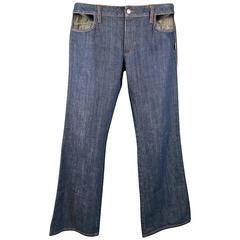 Jean Paul Gaultier Men's Indigo Denim Pocket Cutout Jeans, 1990s