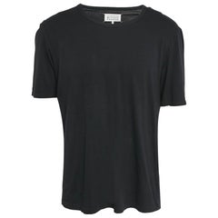 Maison Martin Margiela Black Cotton Round Neck T-Shirt S
