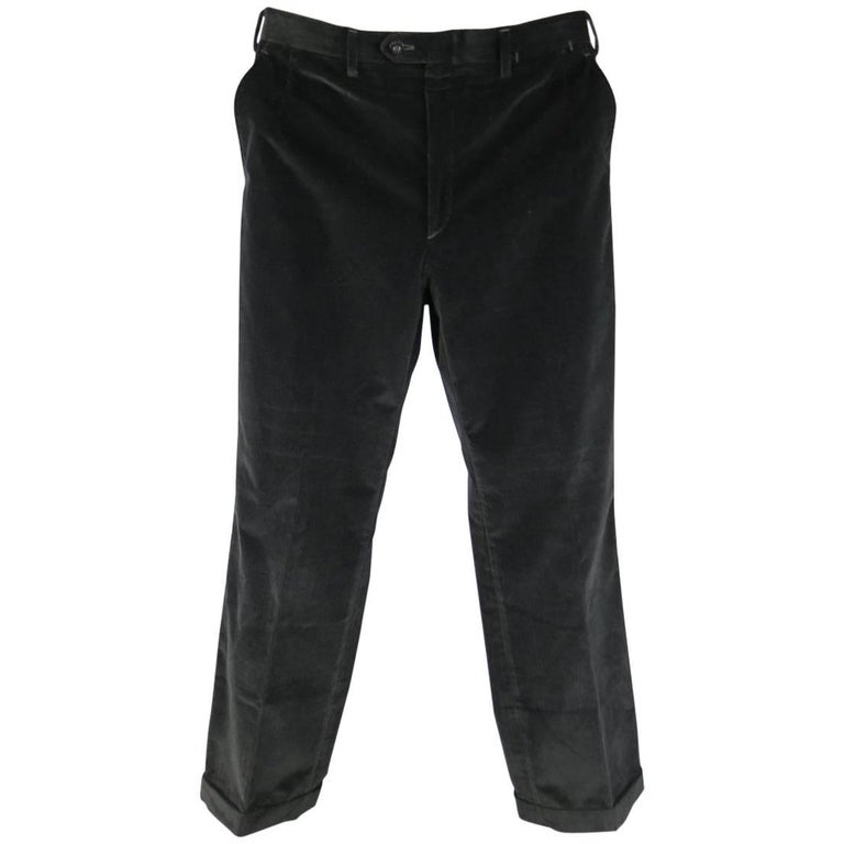 Men's BRIONI Size 32 Black Corduroy Cuffed Hem Dress Pants For Sale at ...