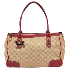 Gucci Beige/Red GG Canvas and Leather Princy Tote