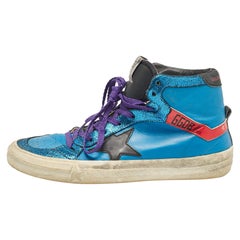 Golden Goose Blue/Black Leather High Top Sneakers Size 39