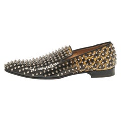 Christian Louboutin Leopard Patent Leather Dandelion Spikes Smoking Slippers 43