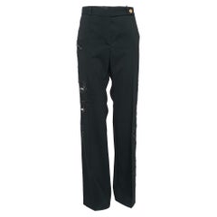 Versace Black Cut-Out Embellished Cotton Trousers L