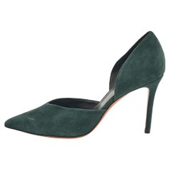 Celine Green Suede Pointed Toe  D'orsay Pumps Size 37
