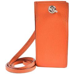 Hermes Orange Chevre Mysore Leather "Planet" Shoulder Strap Phone Case