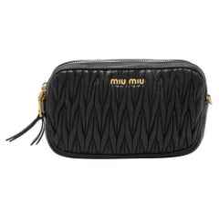 Miu Miu Black Matelasse Leather Camera Crossbody Bag