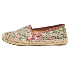 Gucci Multicolor GG Supreme Blooms Canvas Espadrille Flats Size 38
