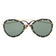 Valentino Gold/Green VA2013 Crystals Embellished Aviator Sunglasses